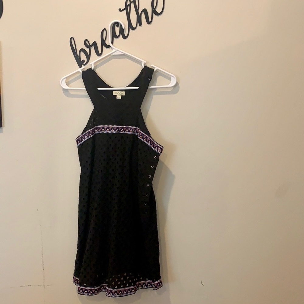 Black summer 100% cotton dress, amazing detail